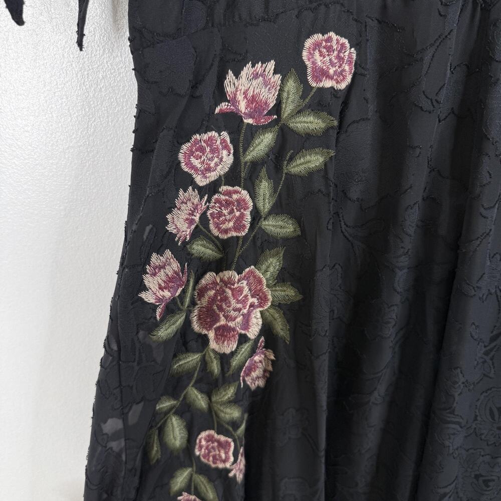 Torrid Runway Dress Floral Embroidered Romantic Goth 14 Black Maxi Womens - Picture 5 of 8
